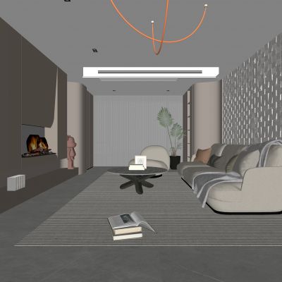 现代客厅 无主灯客厅 沙发组合 茶几组合 饰品摆件