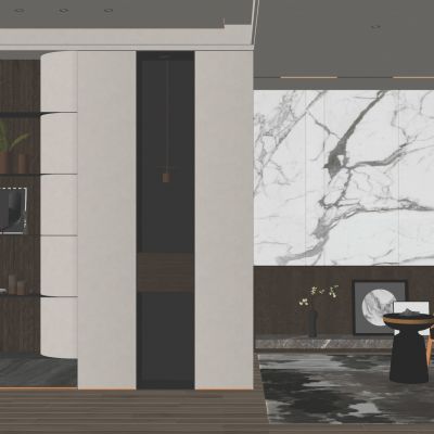 意式轻奢奶油风圆弧造型入户隔断玄关