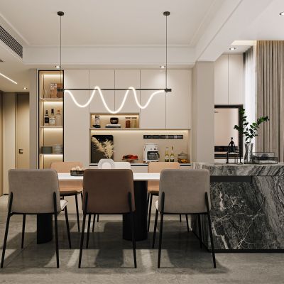 现代餐厅，餐厅，酒柜，入户，餐桌