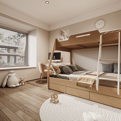 现代儿童房，小孩房，儿童房，女孩房