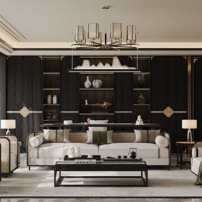 新中式黑白灰客厅