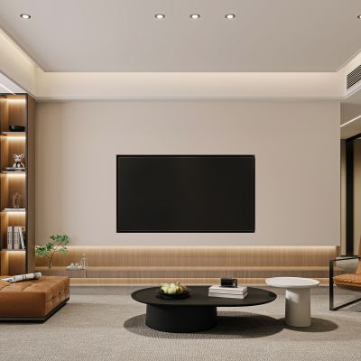 现代客厅，客厅，沙发，背景墙