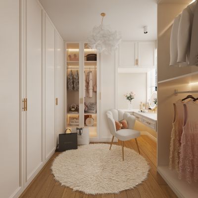 现代奶油风衣帽间