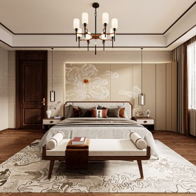 新中式卧室，卧室，主卧