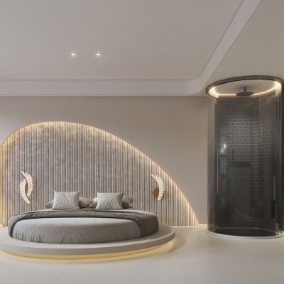 现代酒店圆床房客房