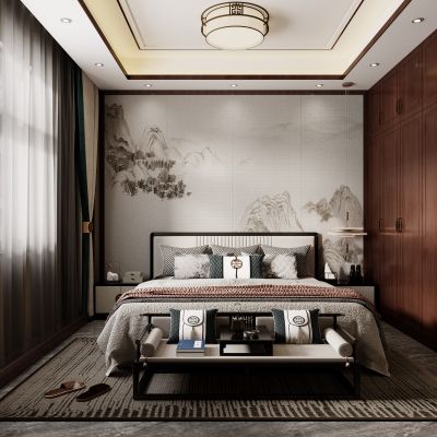 新中式卧室，卧室，主卧