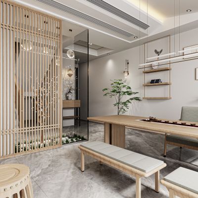 新中式茶室，茶室，茶桌，禅意茶室