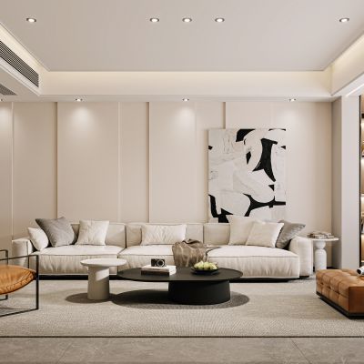 现代客厅，客厅，沙发，背景墙