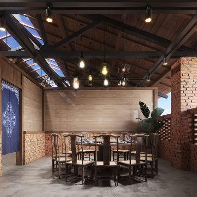 工业风餐厅包房 农家乐餐厅包房