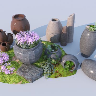 现代陶罐小品3D模型