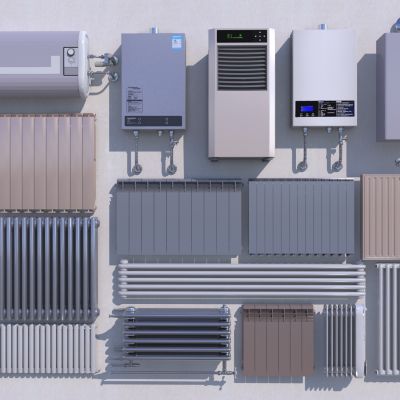 现代热水器家用电器组合 暖气片3D模型