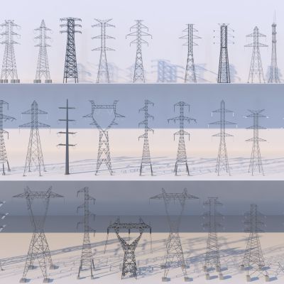 现代高压电塔_高压塔_信号塔3D模型