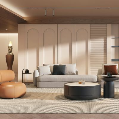 现代复古奶油风客厅