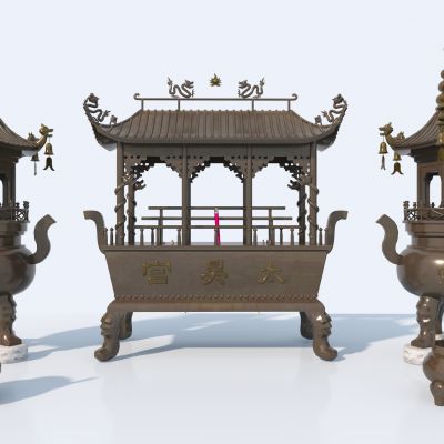 中式香炉组合3D模型