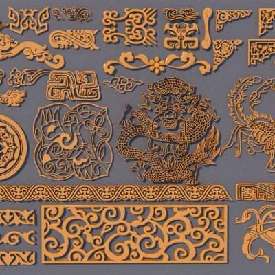 中式装饰仿古雕花3D模型