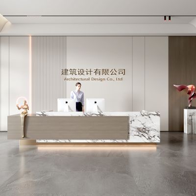 现代公司前台 背景墙 接待区 吧台  接待台 服务台 大厅 简约 大堂