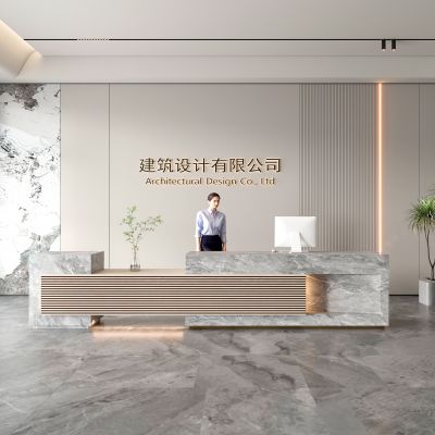 现代公司前台 背景墙 接待区 吧台  接待台 服务台 大厅 简约 大堂
