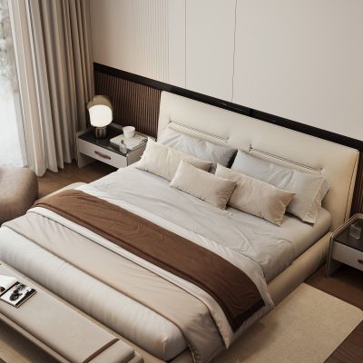 现代家居卧室 双人床 主卧 衣柜 饰品摆件