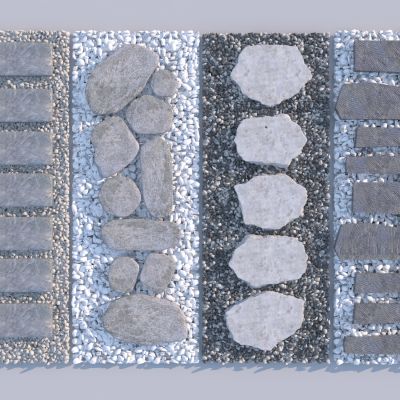 新中式青石板汀步3D模型