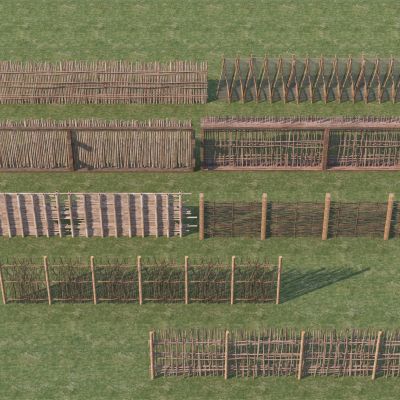 中式栅栏 实木栏杆3D模型