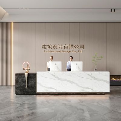 现代公司前台 背景墙 接待区 吧台  接待台 服务台 大厅 简约 大堂