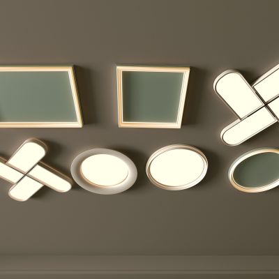 3d现代吸顶灯 圆形吸顶灯 卧室灯 艺术造型灯具 时尚客厅灯模型组合