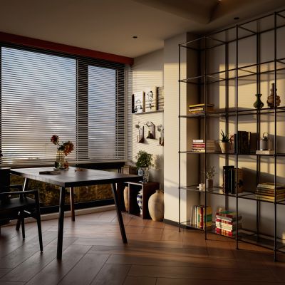 现代中古风餐厅书房