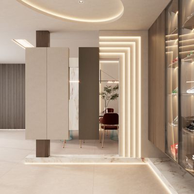 轻奢奶油风小洞天斯卡帕叠级入户隔断玄关