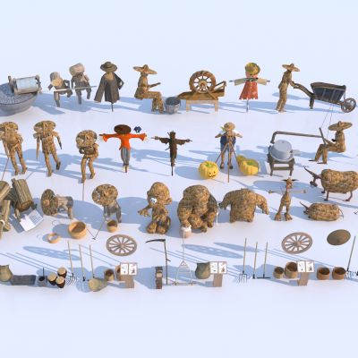 现代农耕小品3D模型