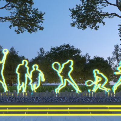 现代运动人物剪影雕塑3D模型