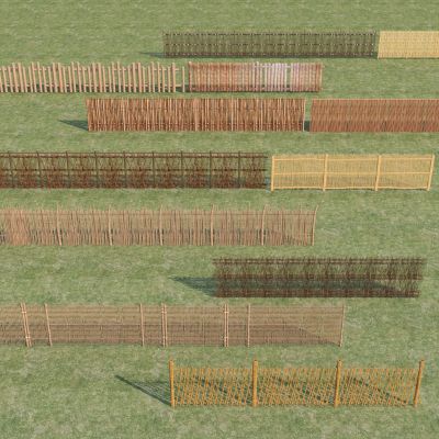 新中式乡村篱笆墙小品3D模型