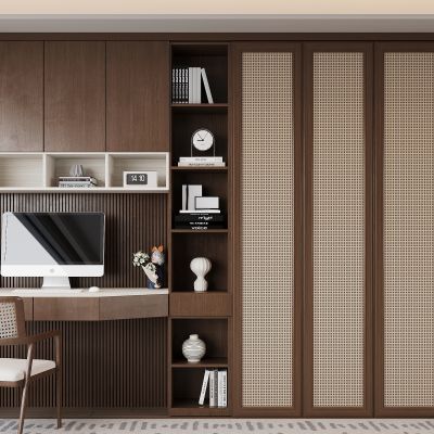 现代书桌柜 写字桌 书籍 展示柜 衣柜 书柜衣柜一体柜