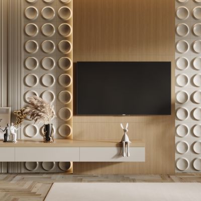 现代电视背景墙 电视 电视柜 摆件 公仔 壁炉