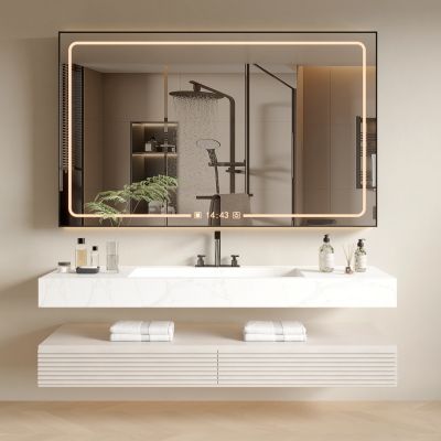 现代浴室柜 洗手台 洗漱台 卫浴柜 卫浴镜 化妆品 护肤品 洗浴用品