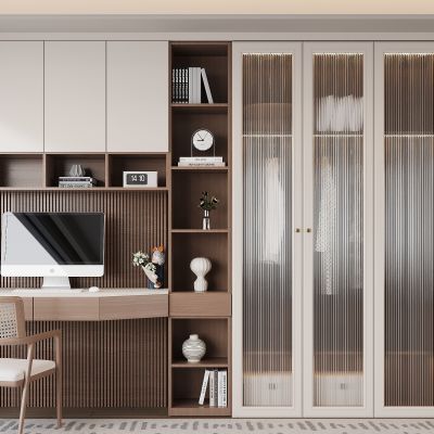 现代书桌柜 写字桌 书籍 展示柜 衣柜 书柜衣柜一体柜