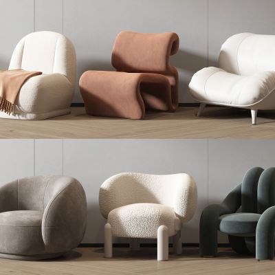 现代奶油风单人沙发