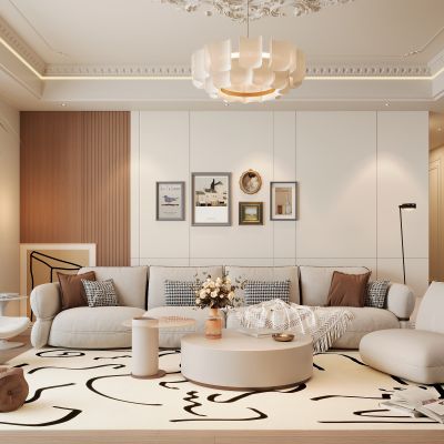 法式客厅，沙发组合，茶几，