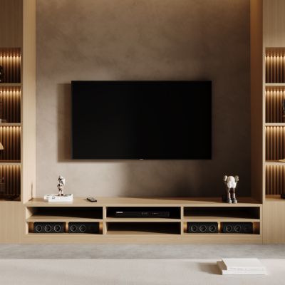 现代电视背景墙 电视 电视柜 摆件 公仔 壁炉