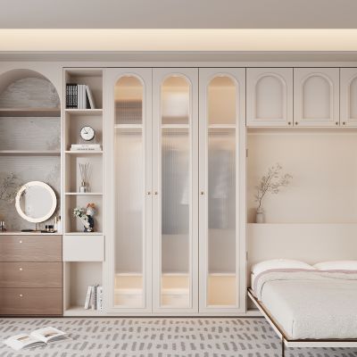 奶油风衣柜 装饰桌 衣柜 折叠床 莫斯床 梳妆台