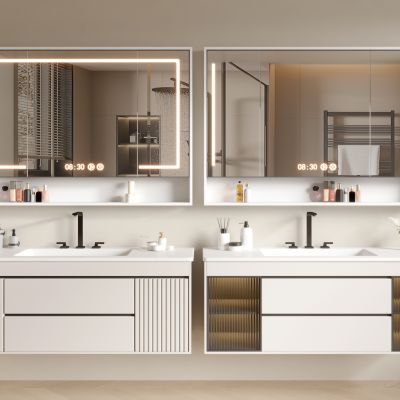 现代浴室柜 洗手台 洗漱台 卫浴柜 卫浴镜 化妆品 护肤品 洗浴用品