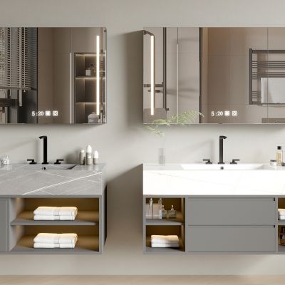现代浴室柜，洗手台，洗漱台，卫浴柜，卫浴镜，化妆品，护肤品，洗浴用品