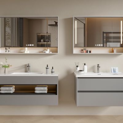 现代浴室柜 洗手台 洗漱台 卫浴柜 卫浴镜 化妆品 护肤品 洗浴用品
