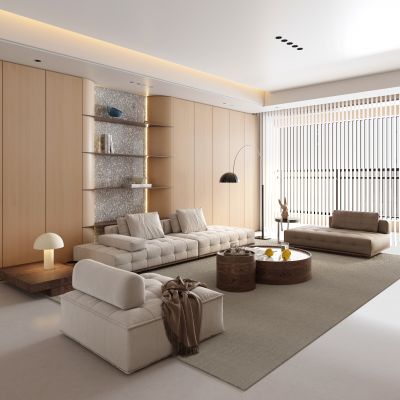 现代简约原木风客餐厅