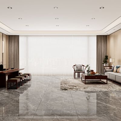 新中式客厅，客厅，茶室