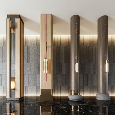 新中式 长条壁灯 柱子