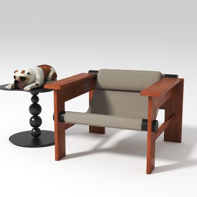 侘寂休闲椅边几