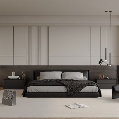 现代卧室 床 床头柜