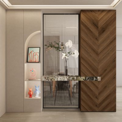 北欧奶油风圆弧柜入户柜隔断玄关