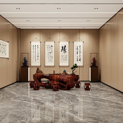 新中式茶室，茶室，茶桌，禅意茶室