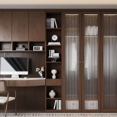 现代书桌柜 写字桌 书籍 展示柜 衣柜 书柜衣柜一体柜